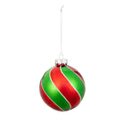 Sugar & Stripes Ornament Glass Peppermint, 4", Asst of 2