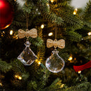 Pearl & Pine Ornament Acrylic Finial with Bow, 4"H, Asst of 2