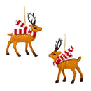 Winter Grove Ornament Reindeer with Scarf, 5", Asst of 2