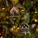 Holly Homestead Ornament Paper Barn with Bottlebrush Trees, 4", Asst of 2