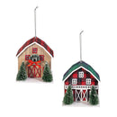 Holly Homestead Ornament Paper Barn with Bottlebrush Trees, 4", Asst of 2