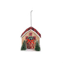 Holly Homestead Ornament Paper Barn with Bottlebrush Trees, 4", Asst of 2