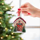 Holly Homestead Ornament Paper Barn with Bottlebrush Trees, 4", Asst of 2