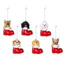 Heartfelt Cheer Pet Ornament Resin Dog in Stocking, Asst of 6, 4"