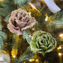 Shades of Emerald Ornament Floral Tree Clip, Asst of 2, 4"