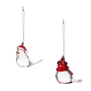 Heartfelt Cheer Ornament Acrylic Bird with Hat, 1.75", Asst of 2