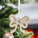 Pearl & Pine Ornament Beaded Bow, 4"H
