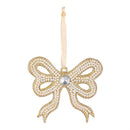 Pearl & Pine Ornament Beaded Bow, 4"H