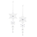 Pearl & Pine Ornament Acrylic Snowflake, 9.5"H, Asst of 2