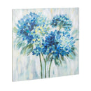 Cottage Garden Indoor Wall Decor, Hand Painted Green & Blue Hydrangeas Canvas, 24"Lx24"H
