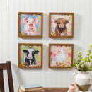 Hillside Pasture Indoor Wall Decor, Farm Animal Canvas, 10"Lx10"H, Asst of 4