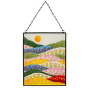 Hillside Pasture Indoor Wall Decor, Glass Colorful Rolling Hills with Sun, 8"Lx10"H