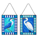 Seaside Retreat Indoor Wall Decor, Glass Egret, 8"Lx10"H, Asst of 2