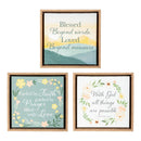 Simple Blessings Indoor Wall Decor, Floral Sentiment Canvas with Wood Frame, 10"Lx10"H, Asst of 3