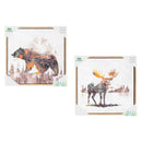Hillside Pasture Indoor Wall Decor, Moose and Bear Canvas, 12"Lx12"H, Asst of 2