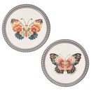 Cottage Garden Indoor Wall Decor, Butterfly Needlepoint with Beaded Frame, 12"D, Asst of 2