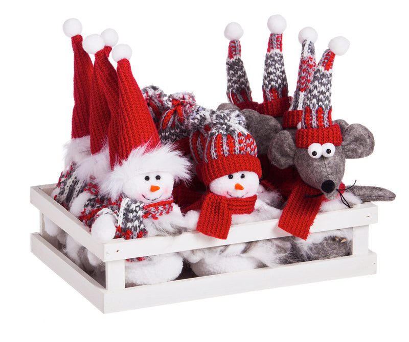 Winter Characters Plush Ornament in Crate, 3 designs 12pcs,p1344102