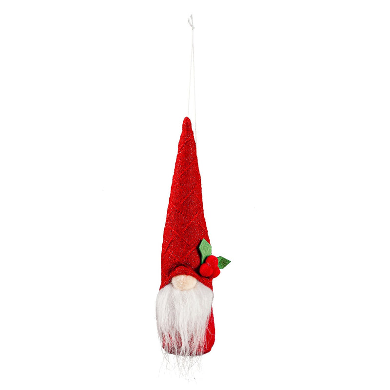 Fabric Holiday Gnome Ornament, 2 Asst, 6 of each, 12 Piece Total in Wooden Tray