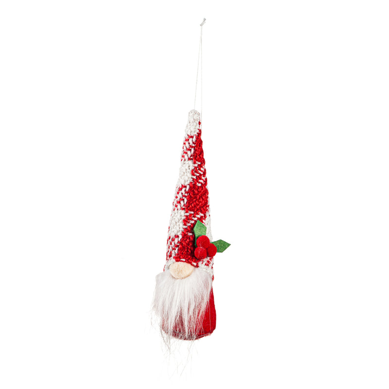 Fabric Holiday Gnome Ornament, 2 Asst, 6 of each, 12 Piece Total in Wooden Tray