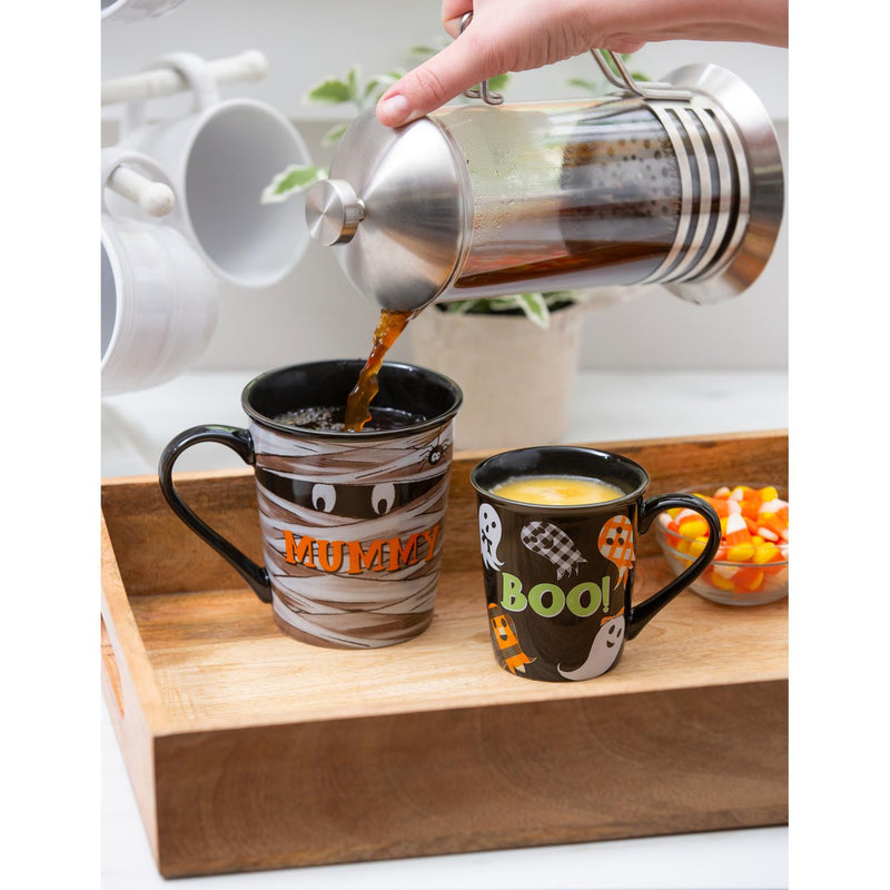 Mommy and Me Ceramic Cup Gift Set, 16 OZ and 8 OZ, Mummy/Boo