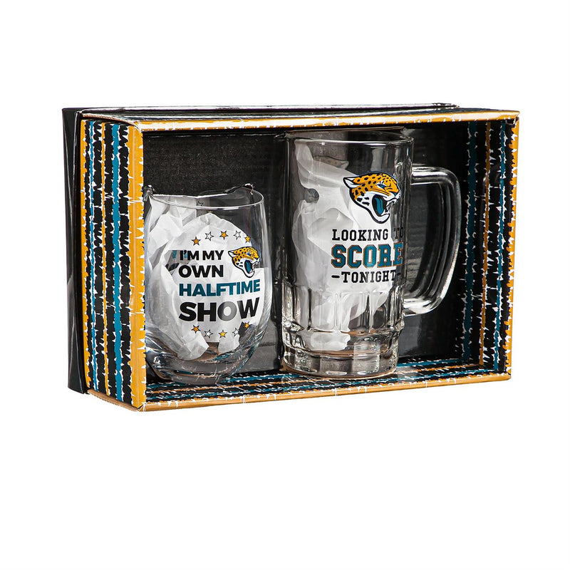 Jacksonville Jaguars, Stemless 17OZ Wine & Beer 16 OZ  Gift Set