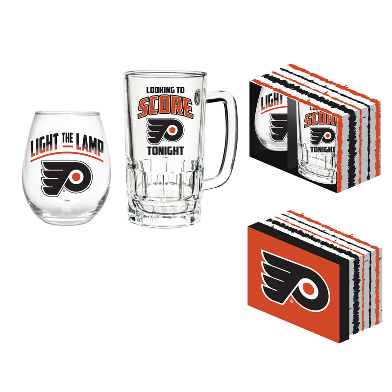 Stemless 17OZ Glass & Tankard 16OZ Gift Set, Philadelphia Flyers