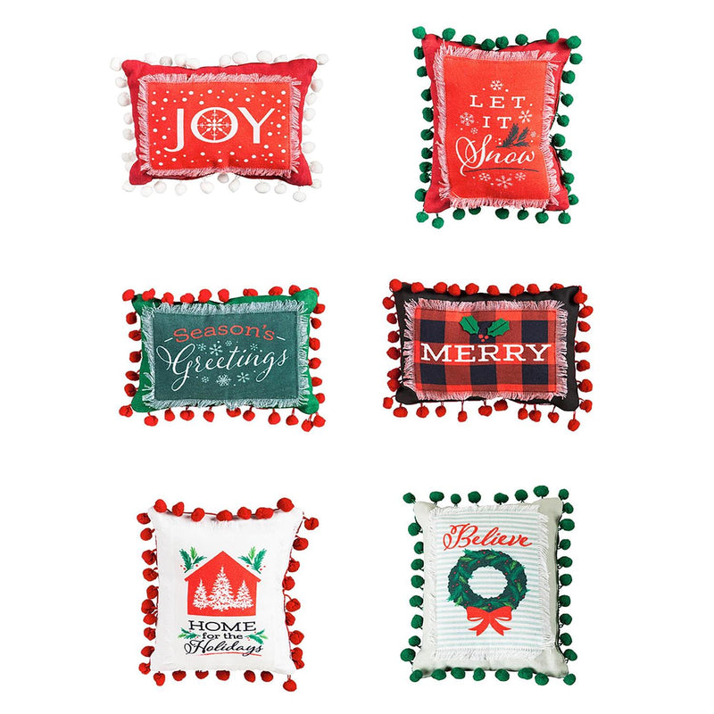Holiday Sentiment Mini Pillows, including 6 styles, 3 of each, 18 Piece Total