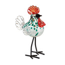 8" Glass Rooster Sculpture with Metal Feet, 9 Piece Program, 3 Colors, 3 of Each