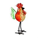 8" Glass Rooster Sculpture with Metal Feet, 9 Piece Program, 3 Colors, 3 of Each