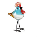 8" Glass Rooster Sculpture with Metal Feet, 9 Piece Program, 3 Colors, 3 of Each