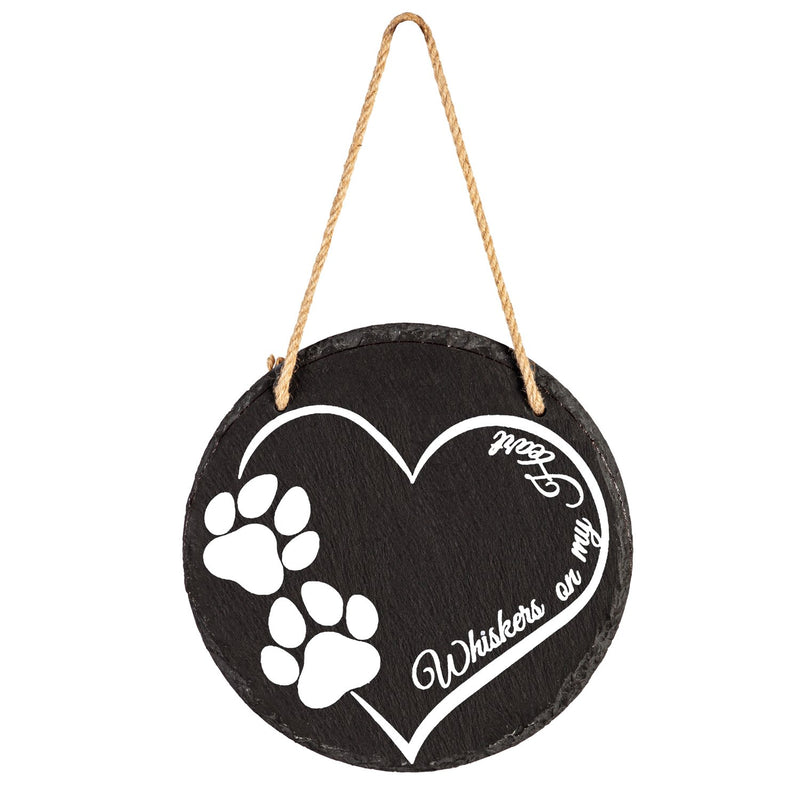 Evergreen Garden Accents,8" Round Slate Pet Memorial Signs, Asst of 3,8x8x0.39 Inches