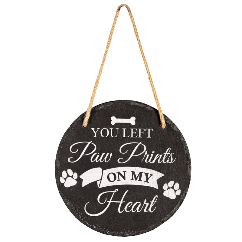 Evergreen Garden Accents,8" Round Slate Pet Memorial Signs, Asst of 3,8x8x0.39 Inches