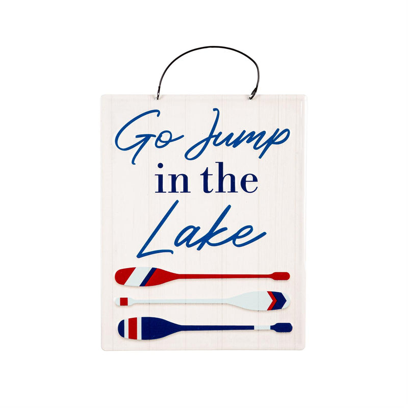 Printed Metal Hanging Blue Lake & Lodge Sign