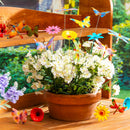 Pollinator Garden Stake Metal Butterfly, Dragonfly & Florals Plant Pick