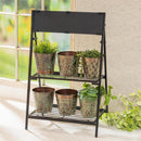 Cottage Garden Planters, Metal, Embossed Planters with 2-Tier Plant Stand Program