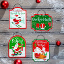 Christmas Vacation Garden Accent, Printed Metal Hanging Sign, Holiday Santa, Asst of 4