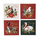 Joyful Traditions Wall Decor, LED Canvas, Holiday Bird, 8" L x 8" H, Asst of 4