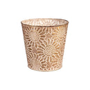 Winter Grove Planter, Metal, Embossed Design, Asst of 6, Includes 2-Tier Plant Stand Program