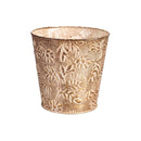 Winter Grove Planter, Metal, Embossed Design, Asst of 6, Includes 2-Tier Plant Stand Program