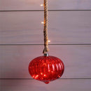 Battery Operated LED Glass Pumpkin Hanging Light,Red