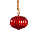 Battery Operated LED Glass Pumpkin Hanging Light,Red