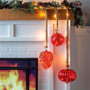 Battery Operated LED Glass Pumpkin Hanging Light,Red