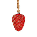 Battery Operated LED Glass Pinecone Hanging Light,Red