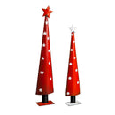 Set of 2 Red Polka Dot Metal Tree Statues