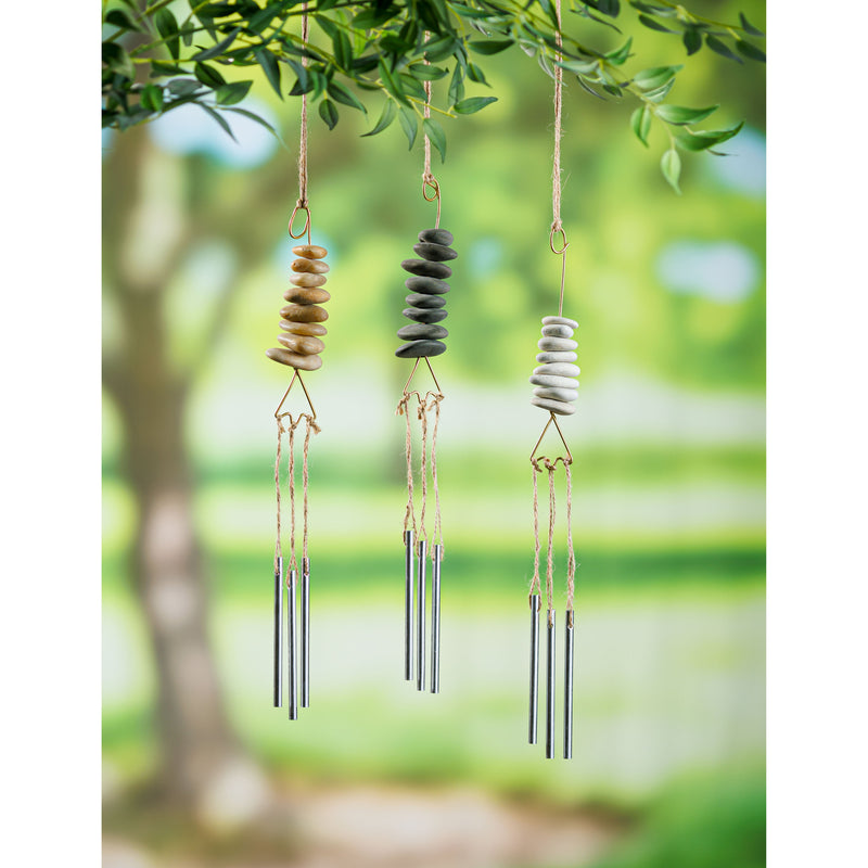 Evergreen Garden Accents,Stone Wind Chime,3 Asst,1.57x1.57x17.72 Inches