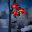 Solar Power Poinsettia  Garden Stake, 2 Blooms and 1 Bud