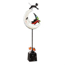 Metal Moon With Cat and Witch Statuary