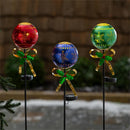 Holiday Poinsettia Solar Garden Stake, Metal Garden Stake, Holiday Ornament, Asst of 3, CDU