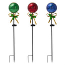 Holiday Poinsettia Solar Garden Stake, Metal Garden Stake, Holiday Ornament, Asst of 3, CDU