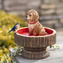 Playful Golden Retriever Tabletop Resin Birdbath